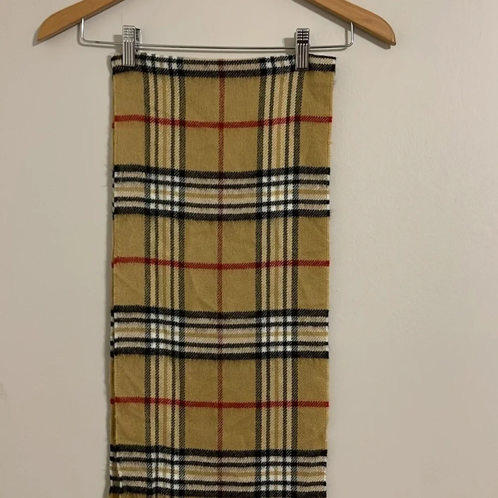 V.Fraas tan plaid scarf